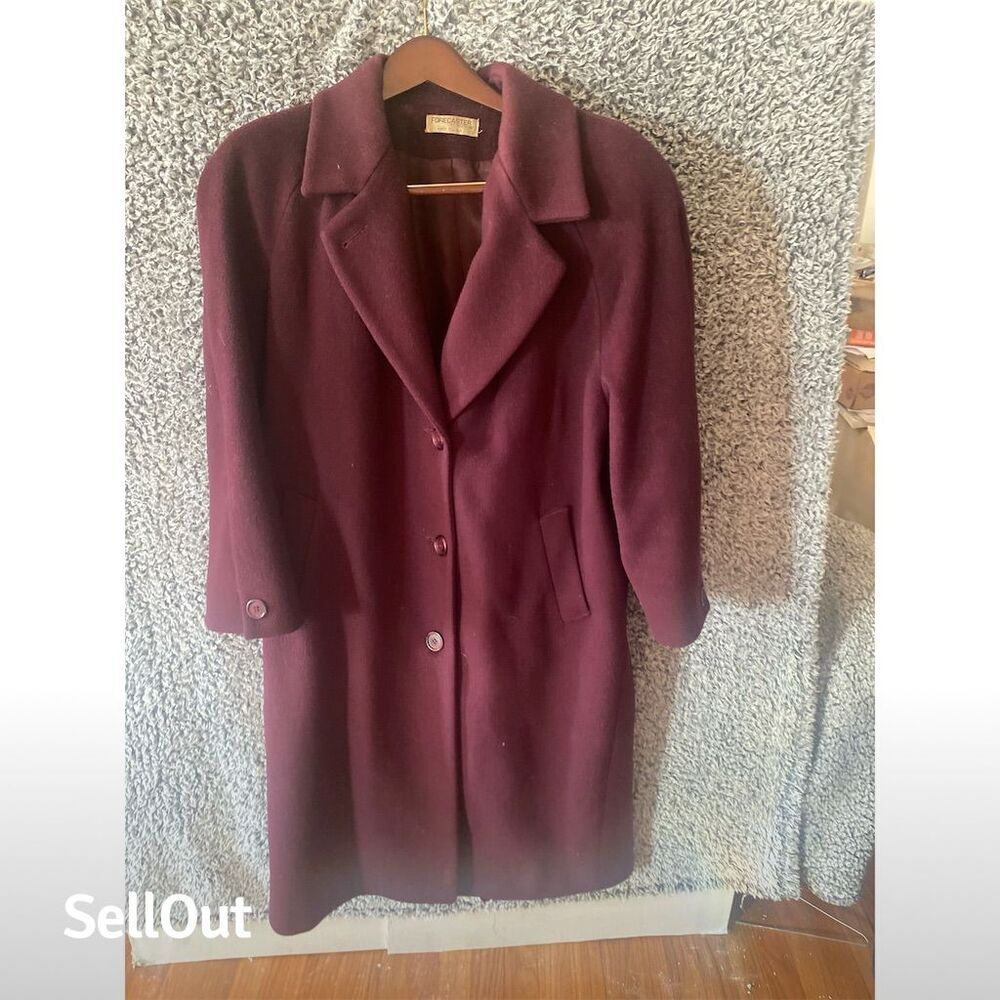 Forecaster of  Bostan Vintage Wool Overcoat Burgundy Size 12 Unisex Formal